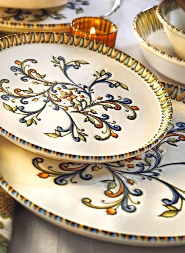 Kitchen Life Baroque Spring 18 Piece 6 Person Porcelain Dinner Set - Image 2